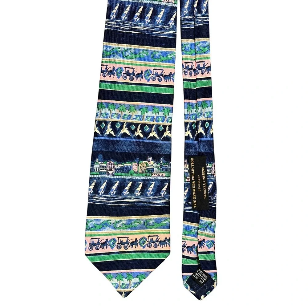 Barbara Finsness Mens Silk Tie‎ Made In Italy Resort Core Coastal Luxury Edit